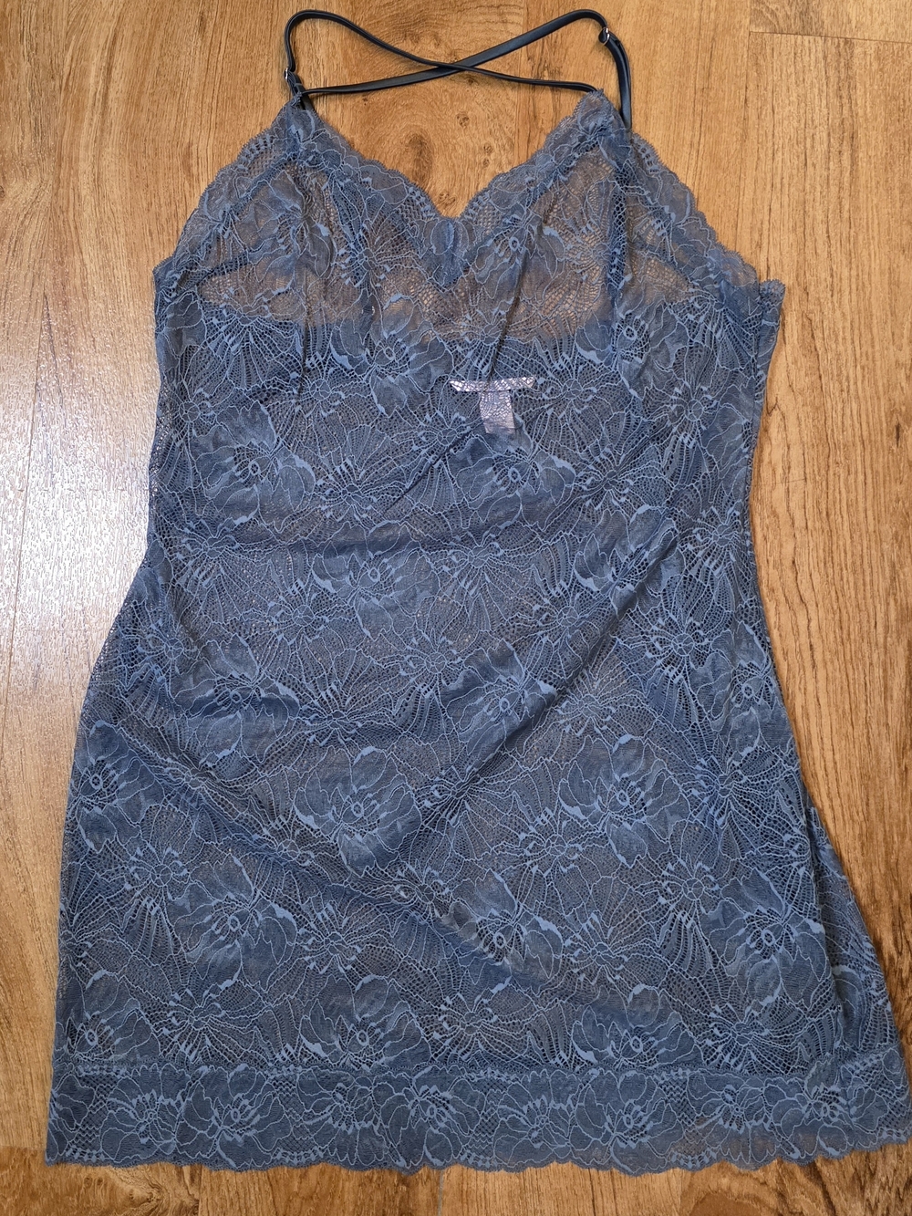 Victoria's Secret Blue Sheer Floral Lace Slip Dress